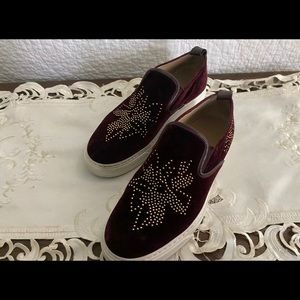 Chloe Susanna Slip On Bordeaux Velvet Sneaker